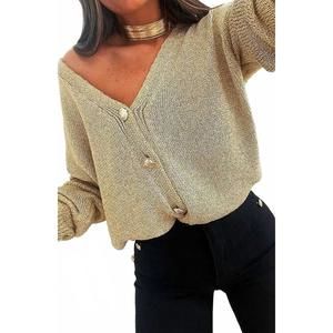 NEW ESTEE BROWN alessia shimmer cardigan in gold